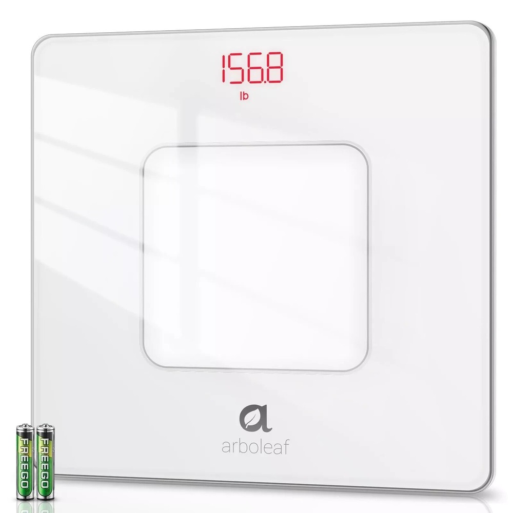 Arboleaf Digital Bathroom Scale White Tempered Glass LED Display CS20H 400lb Max